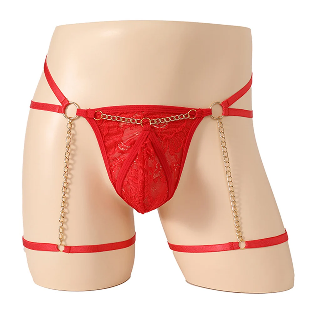 Men's Thongs String Homme Bulge Pouch Slim Fit Knickers Underwear Lace Thongs Jockstrap Brief Panties Backless String Jock Strap