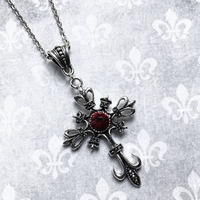 Gothic Vintage Red Zircon Necklace European Statement Design Pendant Necklace For Women Holiday Party Jewelry