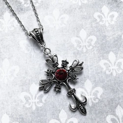Gothic Vintage Red Zircon Necklace European Statement Design Pendant Necklace For Women Holiday Party Jewelry