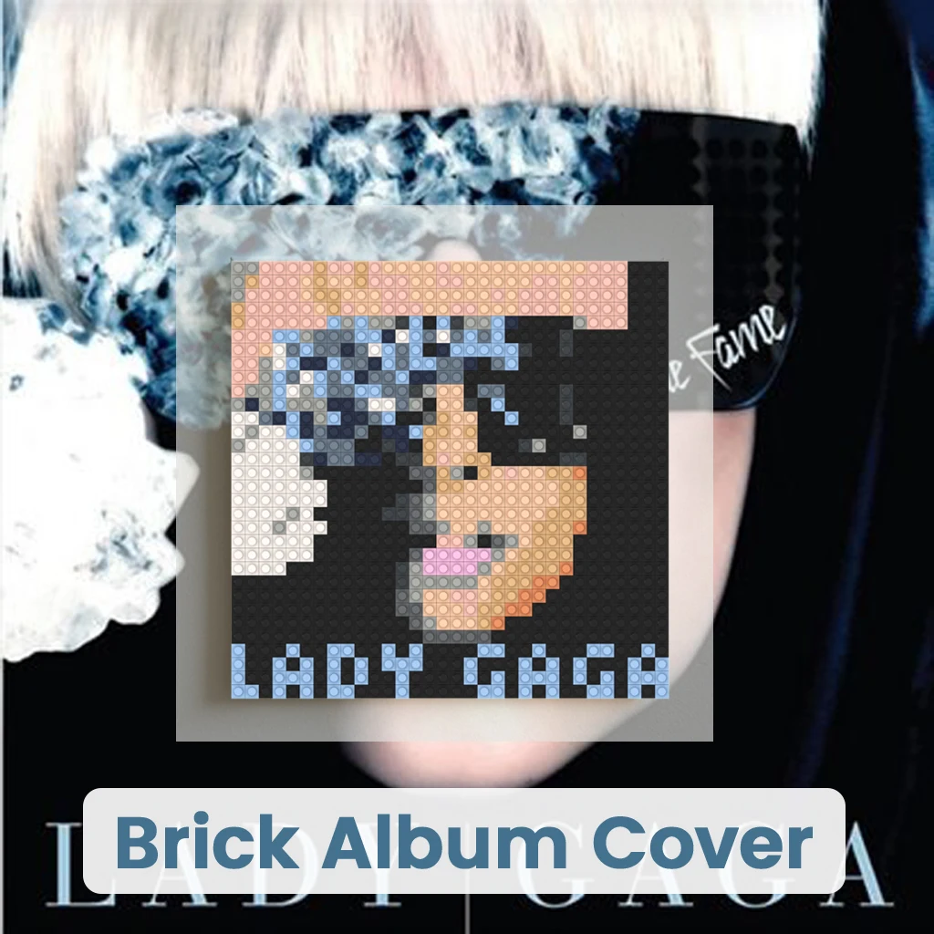 

Постер-мозаика из кирпичиков с обложкой альбома L-Lady Gaga The Fame, DIY, пиксельная живопись, креативный подарок для любителей поп-электронной музыки, декор для дома, настенная живопись