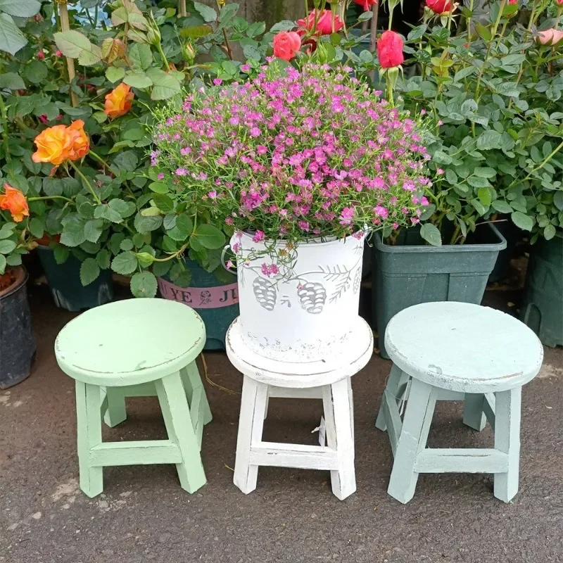 Villa courtyard decoration groceries balcony flower stool round small bench