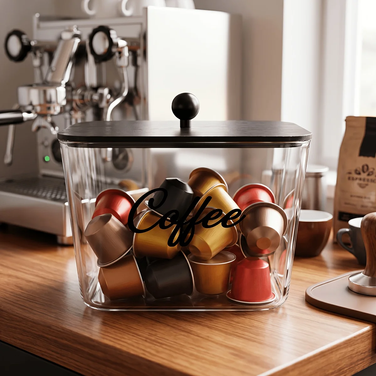 Coffee Pod Holder with Lids Plastic Storage Box K Cup Organizer Large Capacity for Kitchen Countertop, Cafe Bar Organizer