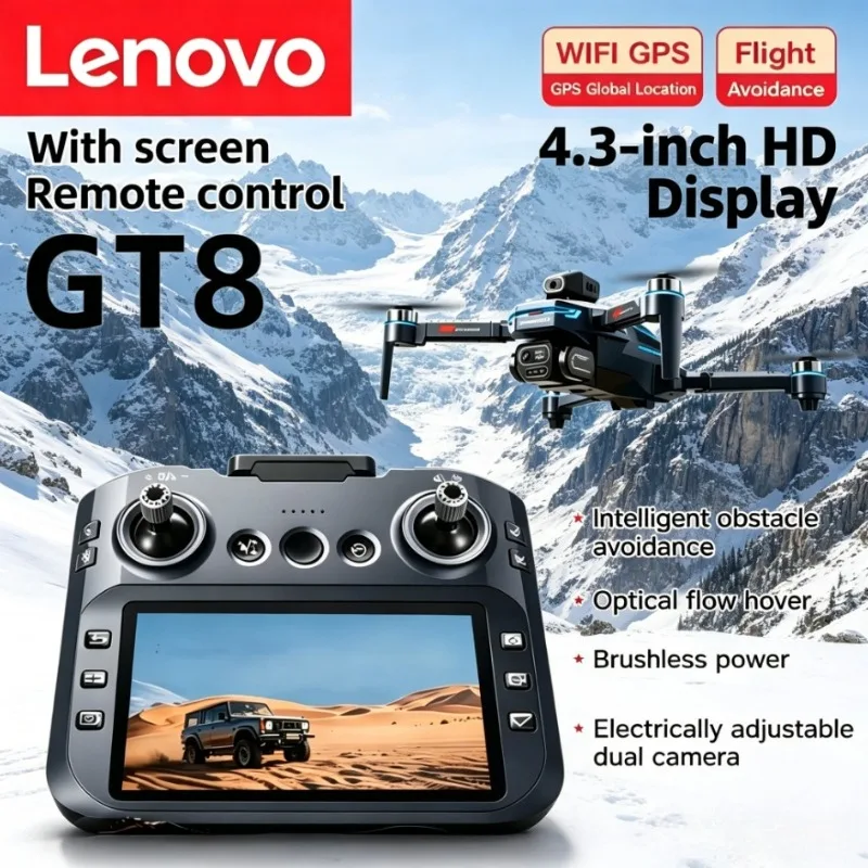 

Lenovo GT8 8K Drone Professional Dual Camera GPS FPV Brushless Motor Optical Flow Hovering Folding Quadcopter 4K RC Drone Toy