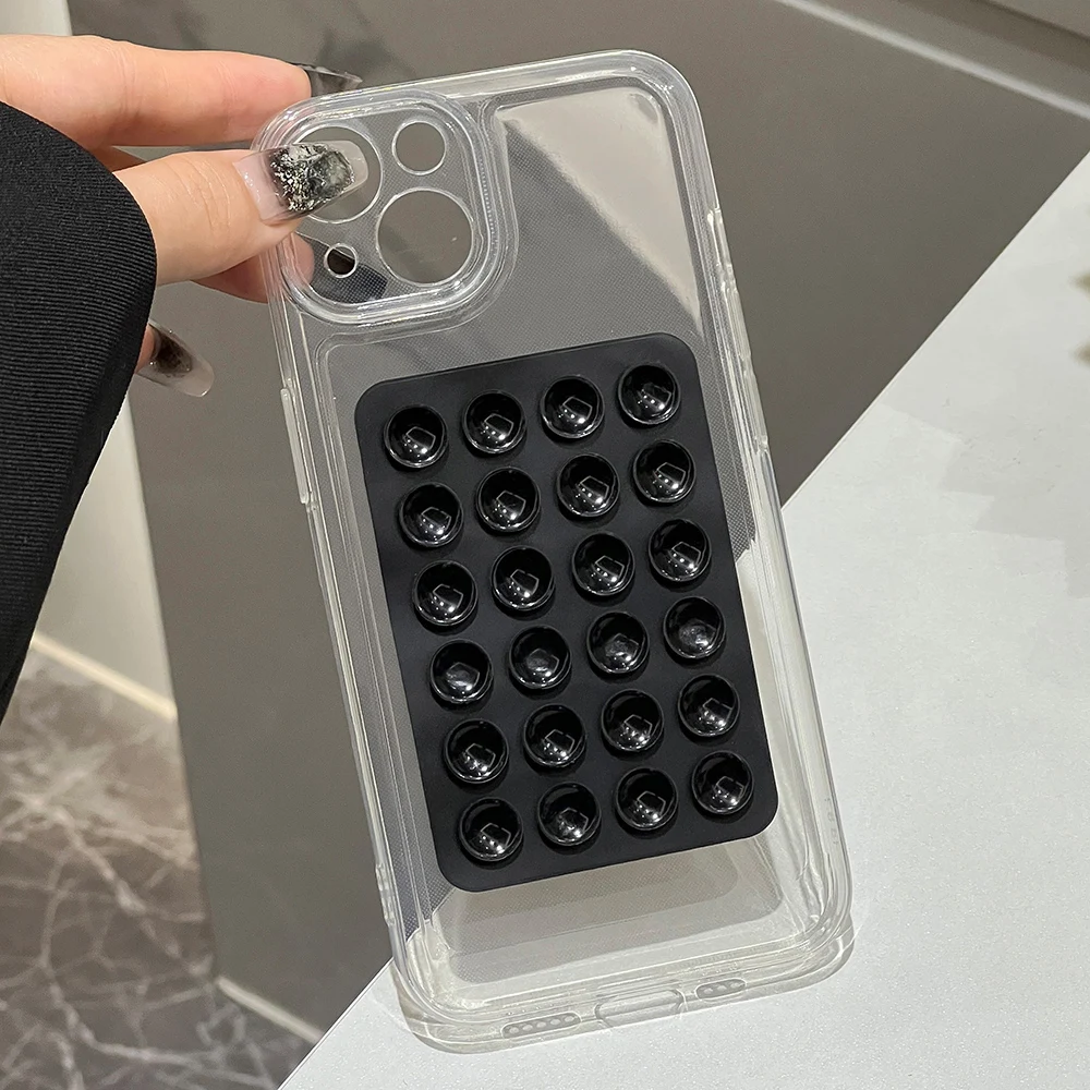 

Suction Cup Transparent Phone Case For Xiaomi Redmi Note 13 Pro 14C 12 11 10 9 8 Pro 10C 13C 12C 11S 9S Anti-Slip Silicone Cover