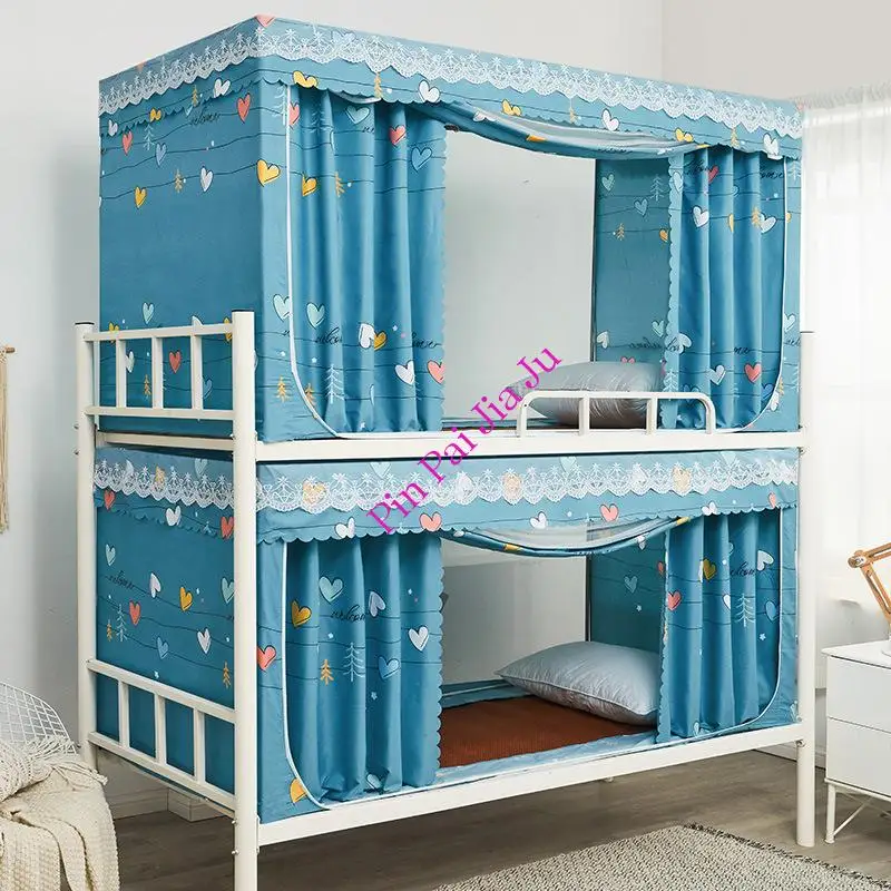 Dust Protection Privacy Bed Curtains Bed Canopy Tent Student Dormitory Bunk Mosquito Net Blackout Room Decor Single Open Door