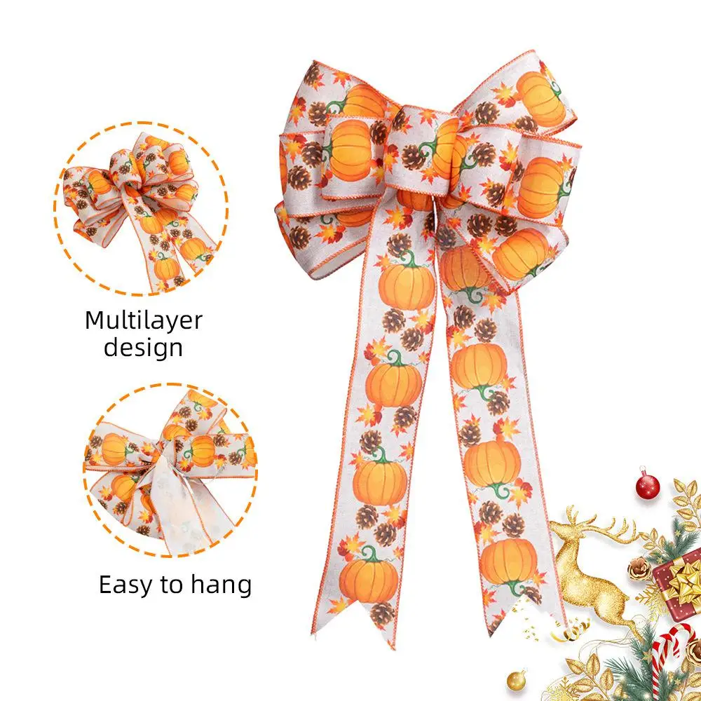 Thanksgiving Pendant Lightfast Cloth Wear-resistant Durable High-quality Materials Fall Party Supplies Bow Pendant Clear