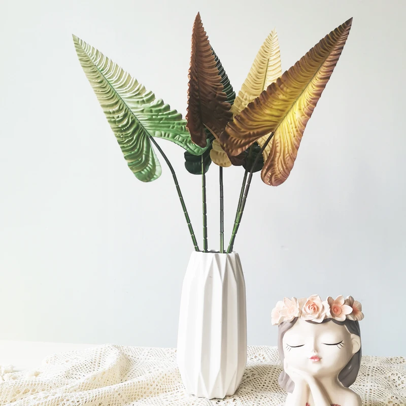 Large Leaves Fake Ferns Leaves Artificial Leaf Leather Fern Leaf with Stems Faux Greenery Stems for Room Floral Arrangement