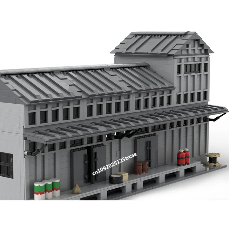 New City Hot Selling Street View Moc Modular Train Freight Depot Model Building Blocks Diy Creative Ideas Kid Toys Birthday Gift