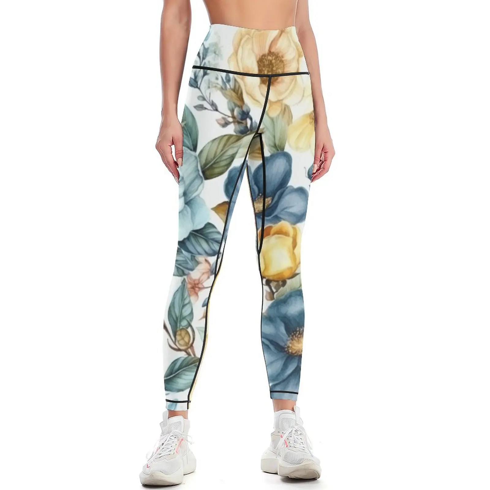 

Vintage Flower Pattern Leggings for fitness sportswear for gym Womens Leggings