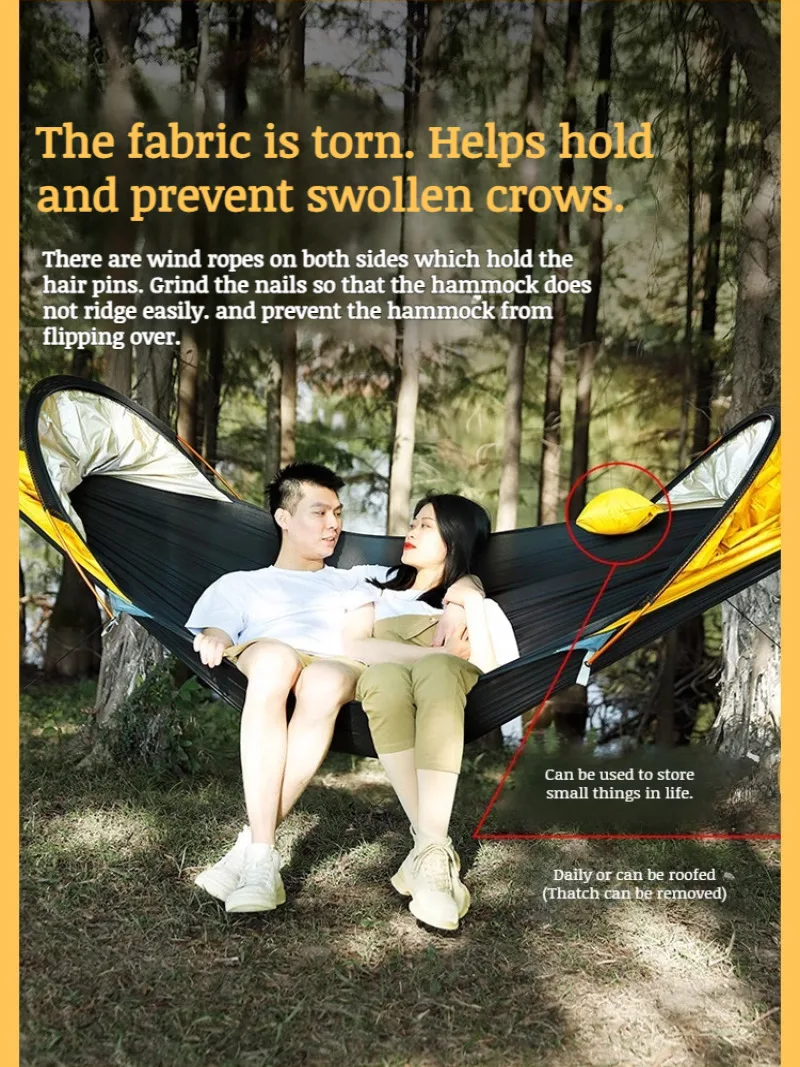 

Outdoor camping hammock nylon anti-mosquito insect sun shade tent automatic mosquito net hammock camping set