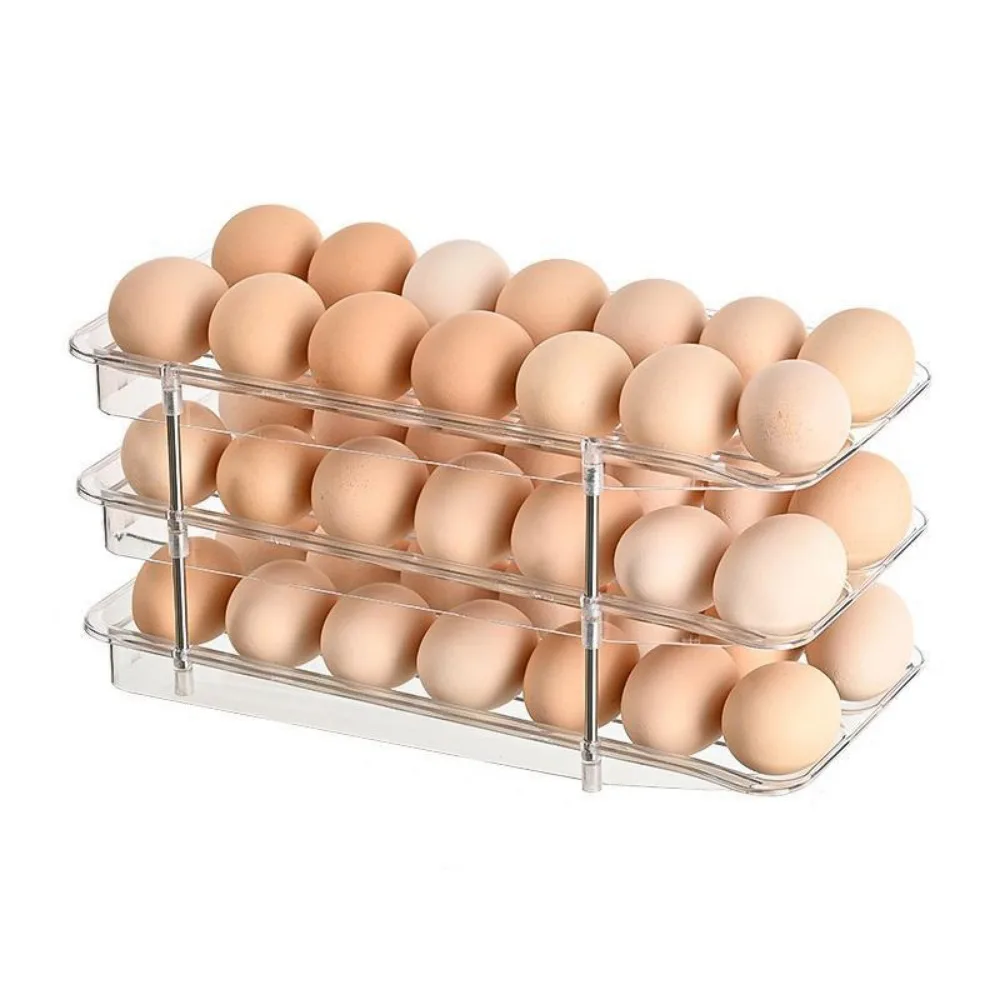 

Plastic Automatic Rolling Egg Container Large Capacity Stackable Egg Rolling Storage Box Dedicated Transparent Fridge Egg Rack