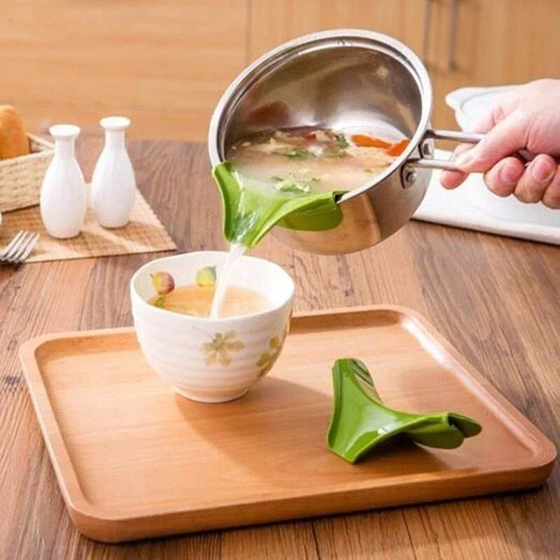 Boquilla guía de líquido de silicona portátil, utensilios de cocina de boca redonda, boquilla guía de borde, herramienta de embudo de vertido de sopa antiderramiento