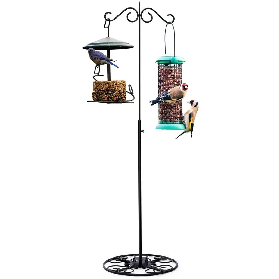 

3455 Inch Adjustable Black Iron Shepherds Hook Outdoor and Indoor Shepherd Hook Stand Wind Chime Stand with Base for Wedding Eve