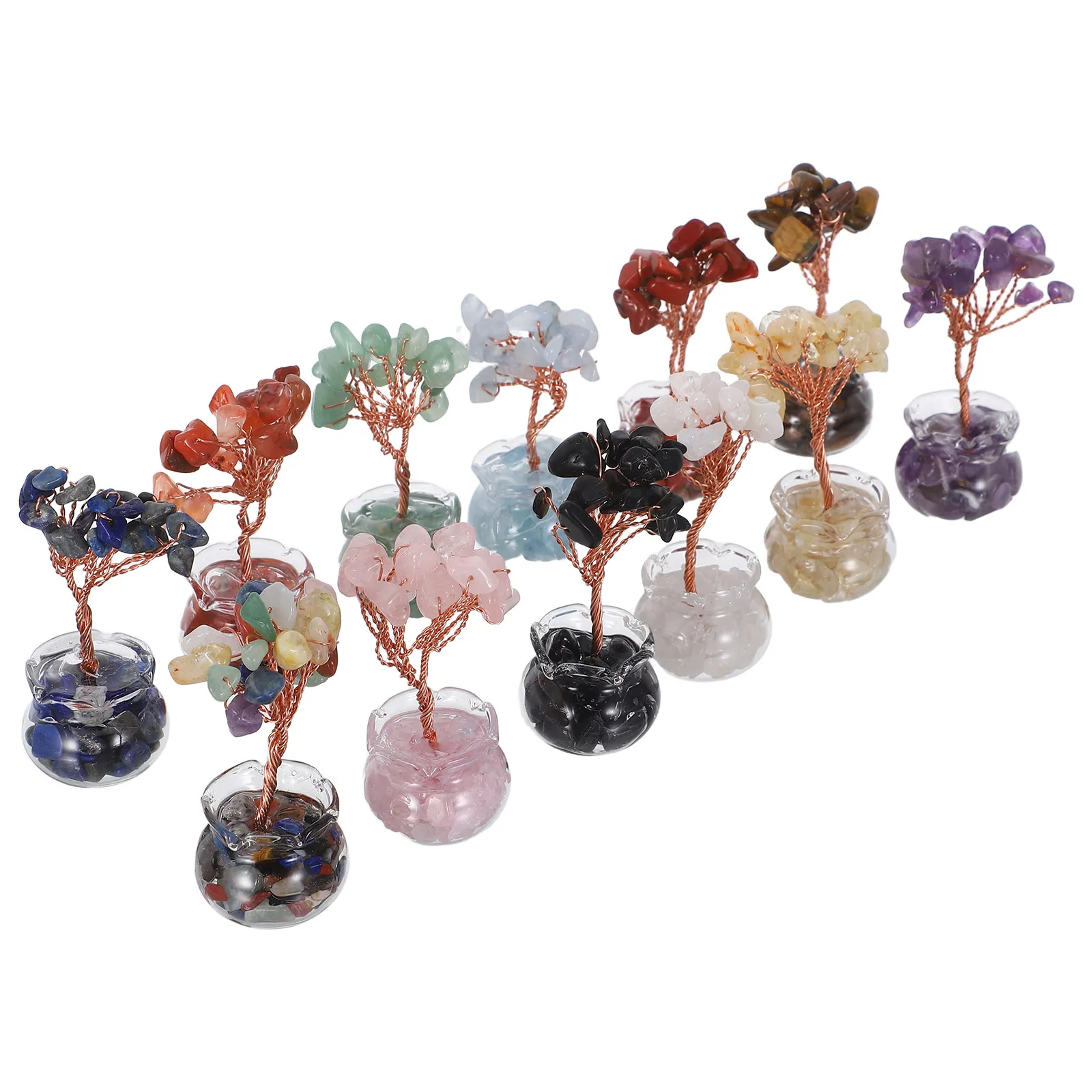 

Набор из 12 миниатюрных хрустальных денежных деревьев Фэн-шуй: Дерево богатства и удачи для дома и офиса, настольный мини-ландшафт