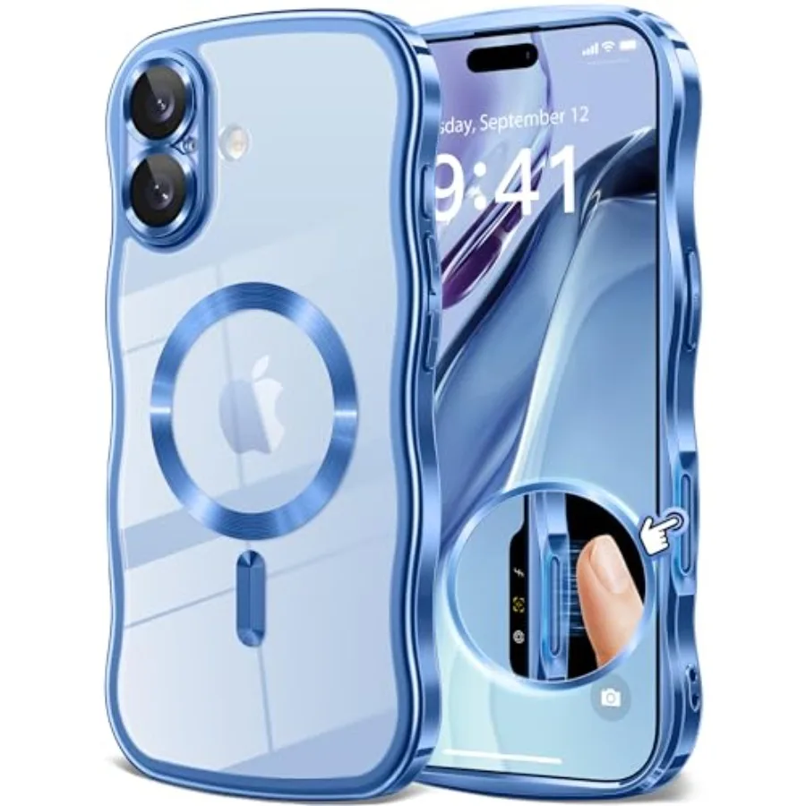 

For iPhone 17 Case with MagSafe Compatibility Enhanced Full Camera Protection Cute Wave Frame Design Slim Shockproof