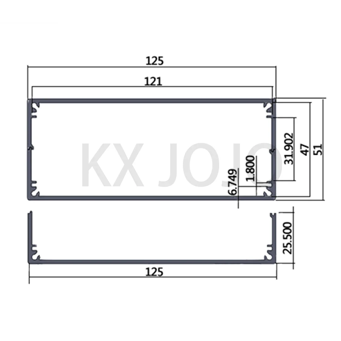 Aluminum Enclosure 125*51*110/150/160/180mm Split Case Electronic Project PCB Instrument Black DIY Power Supply