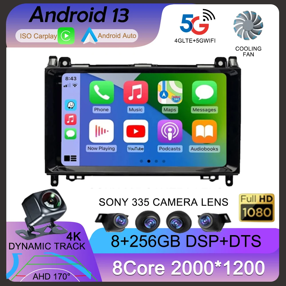 

Android 13 9'' For Mercedes Benz B200 Sprinter W906 W639 AB Class W169 W245 Viano Vito Car Radio Multimedia GPS DVD Video Player