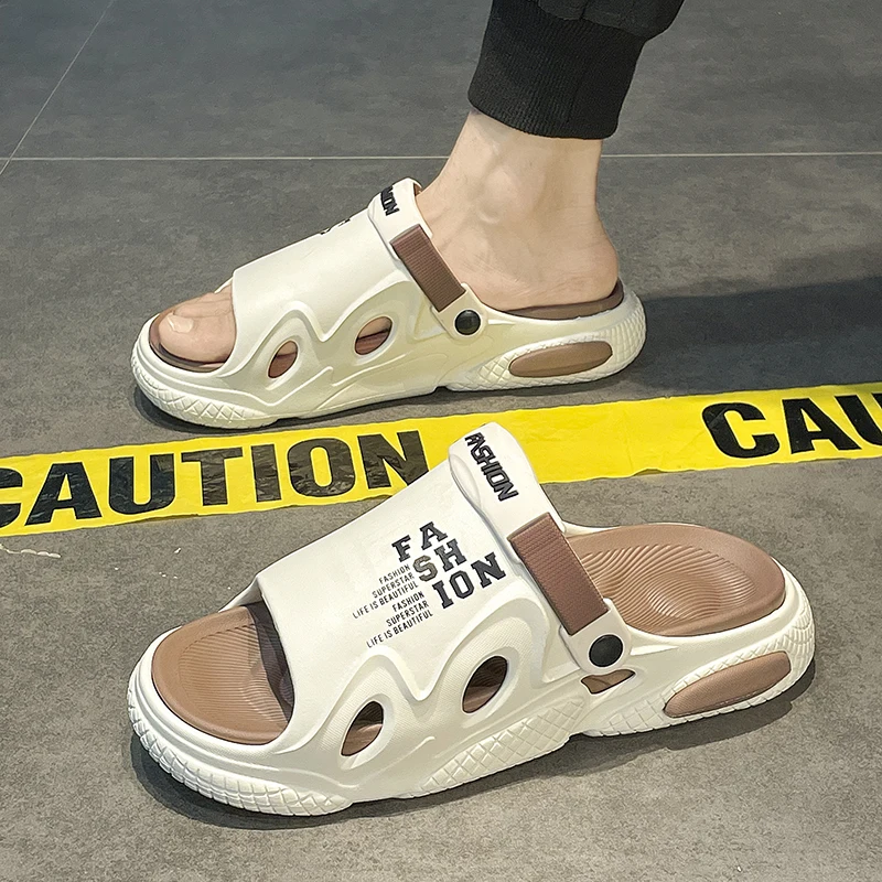 High Quality Large Size 35-47 Sandals 2024 Summer New Thick-soled Outdoor Slippers Couples Anti-slip Bathroom Men's Shoes