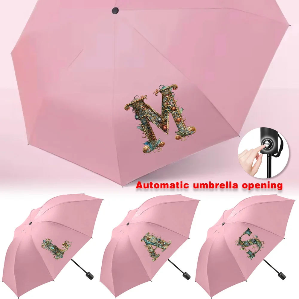 

Sunshade Sunscreen Rain Umbrellas UV Automatic Umbrella Cute Print Outdoor Picnics Hiking Tours Travel Essentials Graphic Letter