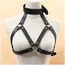 Women Sexy Body Harness Belt Bdsm Collar Bondage Lingerie Chest Harness Leather Lingerie Gothic Fetish Punk Clothing Sex Toys