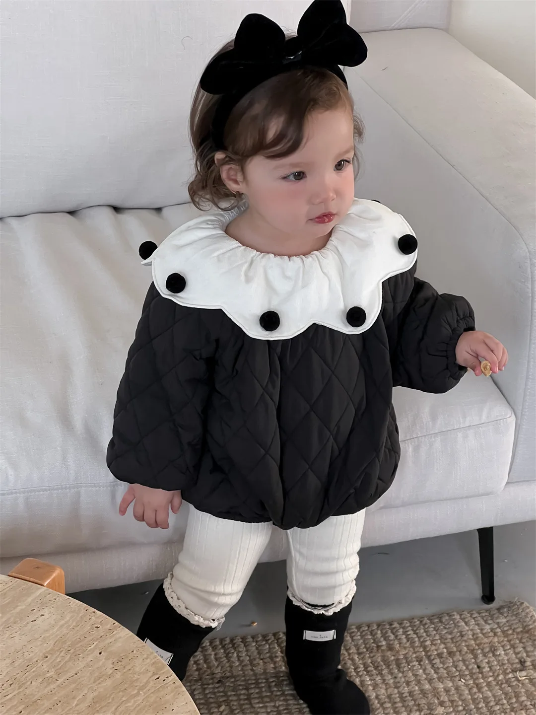 

2024 Winter New Baby Girl Long Sleeve Fleece Bodysuit Newborn Warm Padded Jumpsuit Infant Toddler Plus Velvet Thick Onesie 0-24M