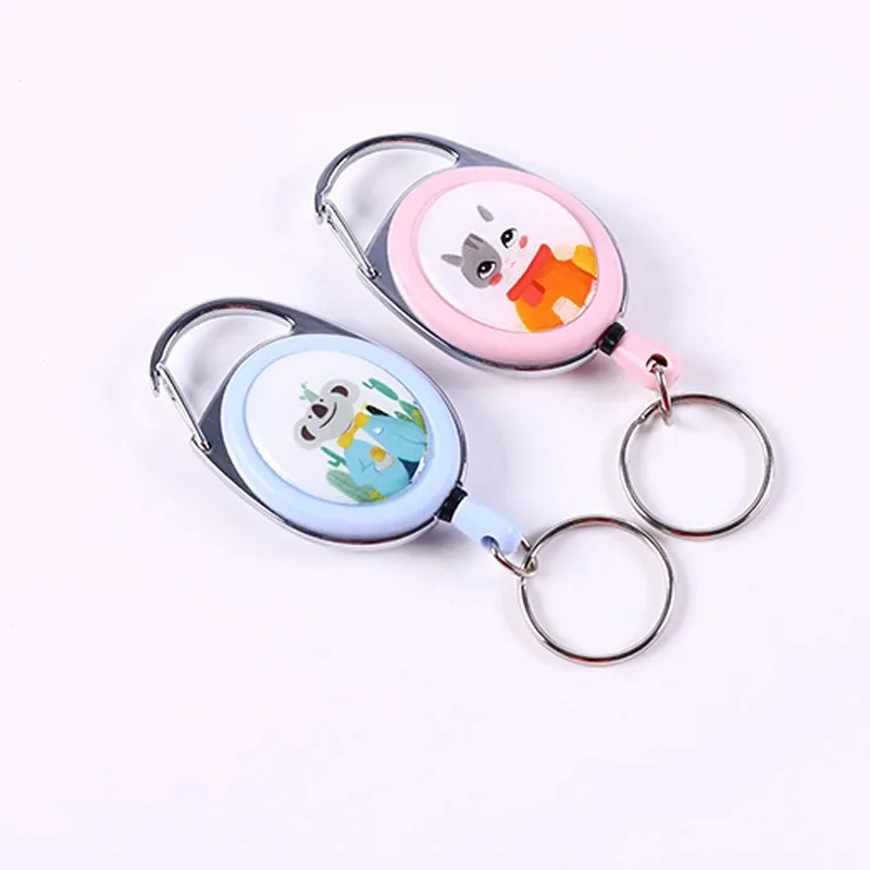 Cartoon Animal Pattern Badge Reel Metal Keychain for Pass Work Card Clip Office Cute Badge Holder Accessories Clip Reels