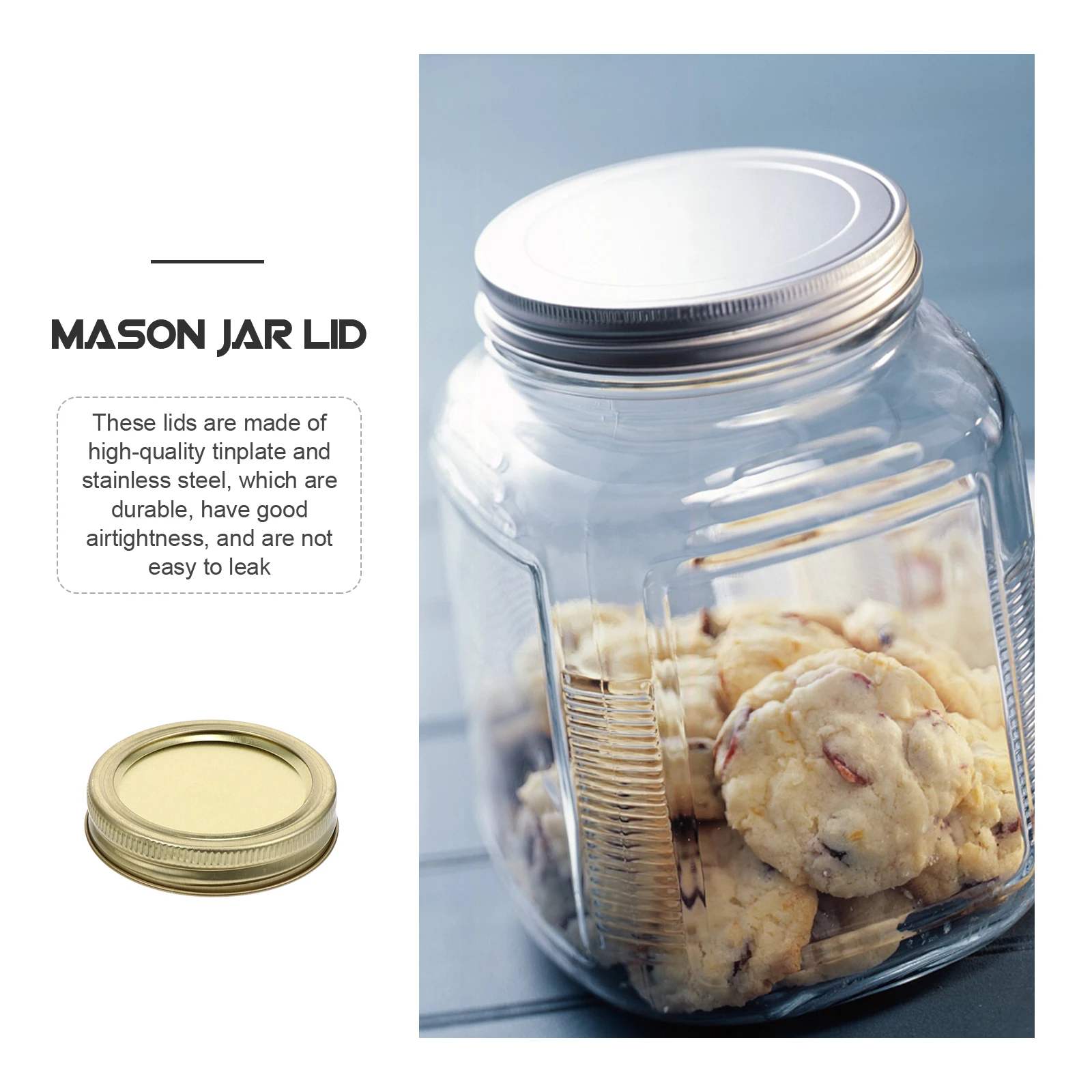 

20pcs Airtight Tinplate Mason Jar Lid 70mm Caliber Stainless Steel Sealing Cover Kitchen Mason Jar Cover Accessories