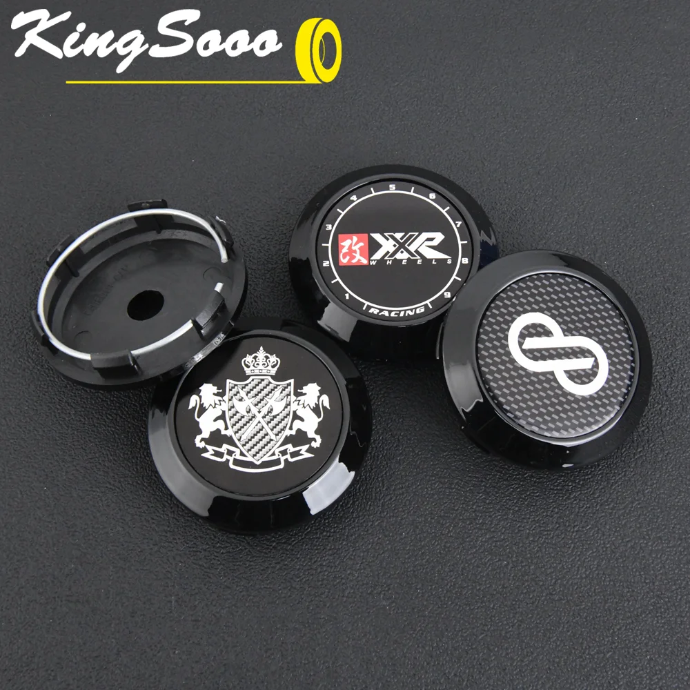 4PCS JDM ENKEI Center Cap Sport Rim Cap 64mm Clip ADVAN Emblem Sticker XXR Wheel Cover Caps Hub Cap Black & Silver