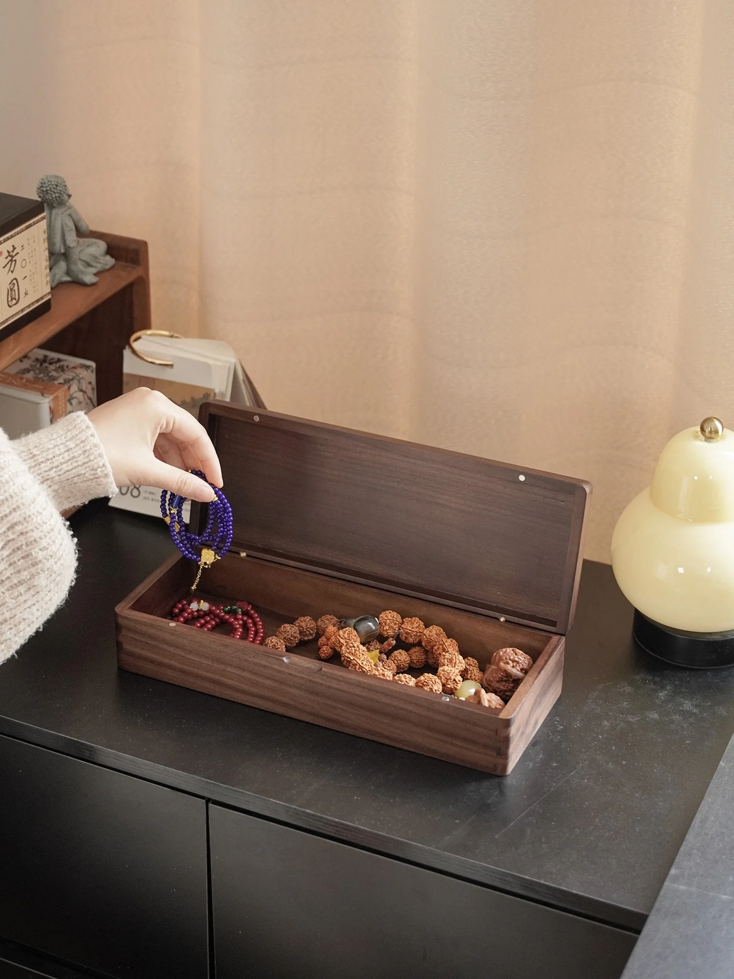 

Изысканная деревянная шкатулка для хранения орехов и бусин Будды, с крышкой в виде головы льва, высококачественная, для домашней организации