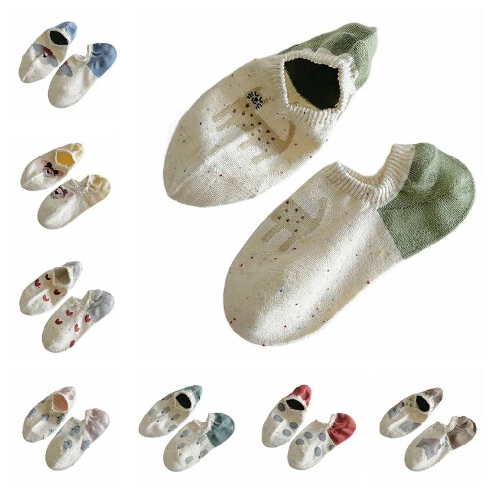 

8 пар носков до щиколотки с милым сердечком и рисунком в горошек, невидимая любовь, короткие носки-трубочки, женские чулочно-носочные изделия, женские носки-лодочки с медведем и собакой, спортивные
