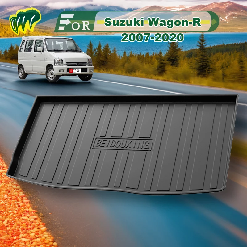 

For Suzuki Wagon-R 2007-2020 TPE Custom Fit Car Trunk Mat All Season Black Cargo Mat 3D Shaped Laser Measured Trunk Liners