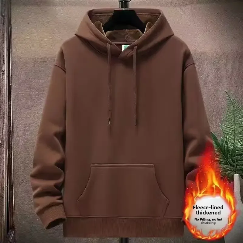 Sudadera con capucha de otoño e invierno para hombre, sudadera gruesa con forro polar de estilo coreano, sudadera holgada de Color juvenil, chaqueta a la moda