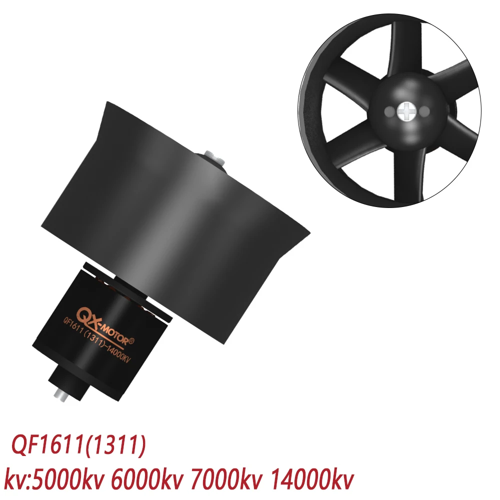 QX-Motor 30mm EDF 6 Blades Ducted Fan With QF1611 7000KV 5000KV 6000KV 14000KV Brushless Motor For DIY RC Airplanes Model Parts