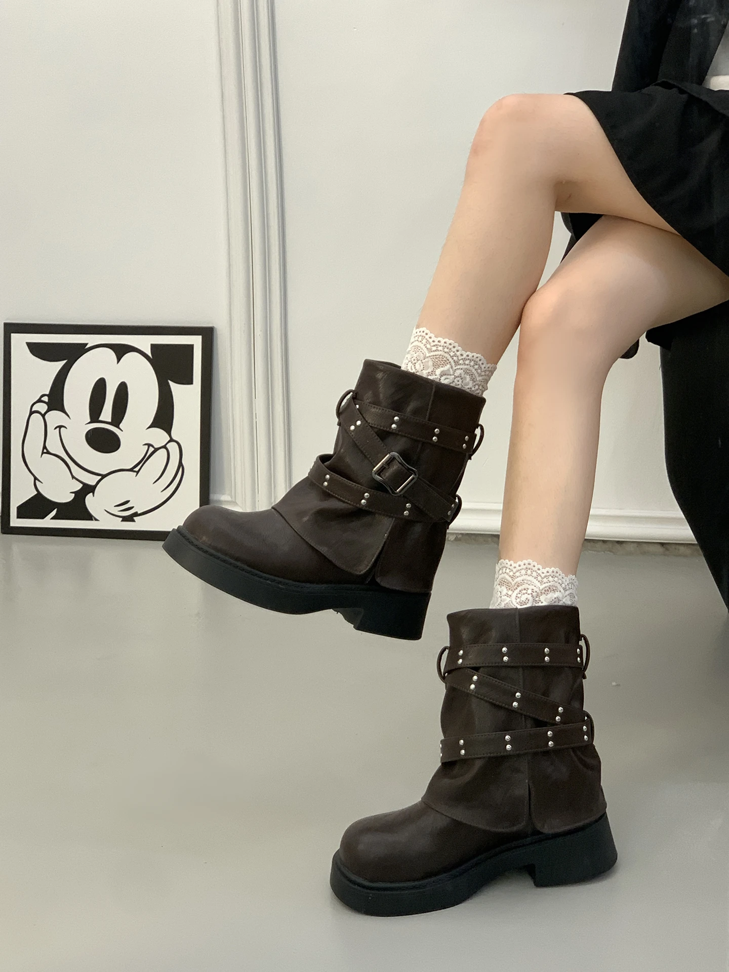 

Bla Briti Sle Thi Bot Boots Women's Autumn New Sle Tube Design Rivet Sensation Ultra Fire Pants Boots