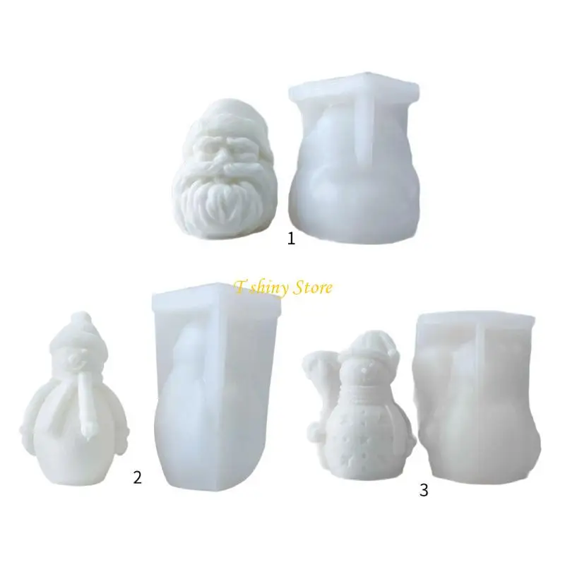 N58F Santa Mold Festive Silicone Mold Beautiful Holiday Snowman Molds