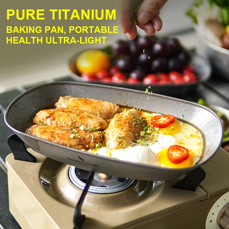 

Pure Titanium Baking Pan, Portable Health Ultra-Light, Outdoor Camping Picnic Salad Plate Cooking Utensils Tableware，A1482