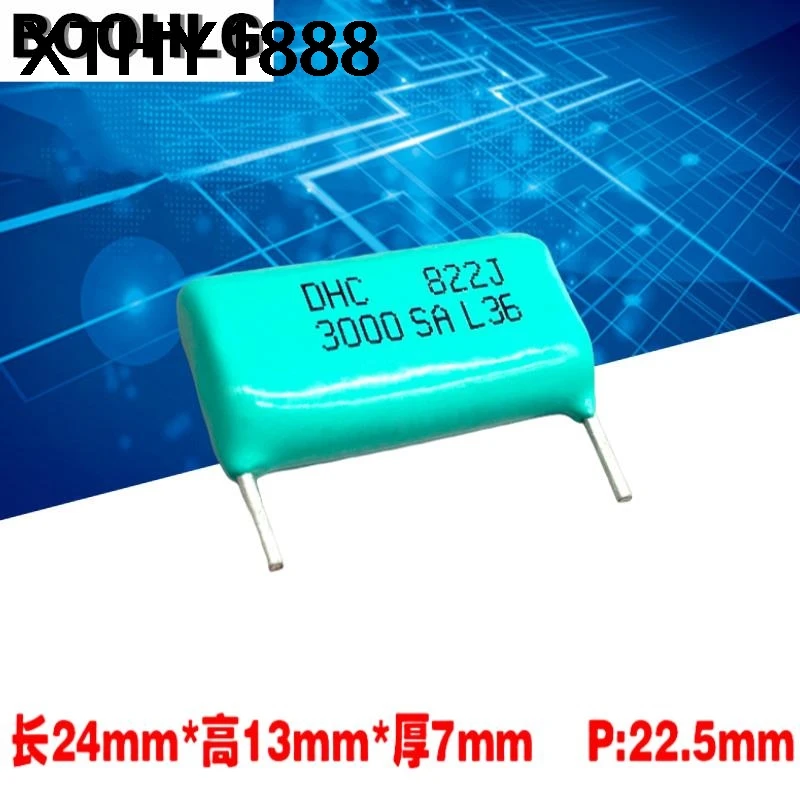 5PCS 822J 8.2nf 8200pf 3000v 3kv copper foot high-frequency thin film capacitors