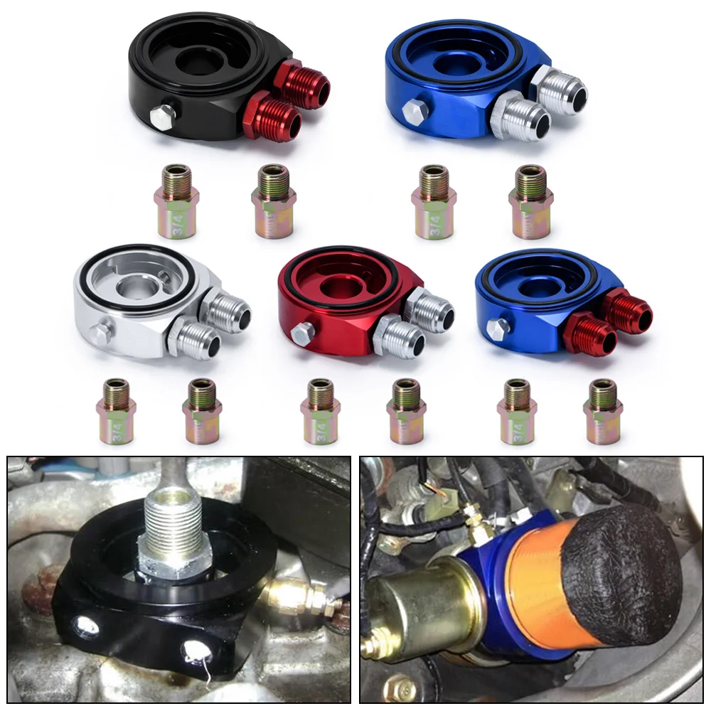 Oil Filter Sandwich Panel Adapter with Thermostat 3/4 