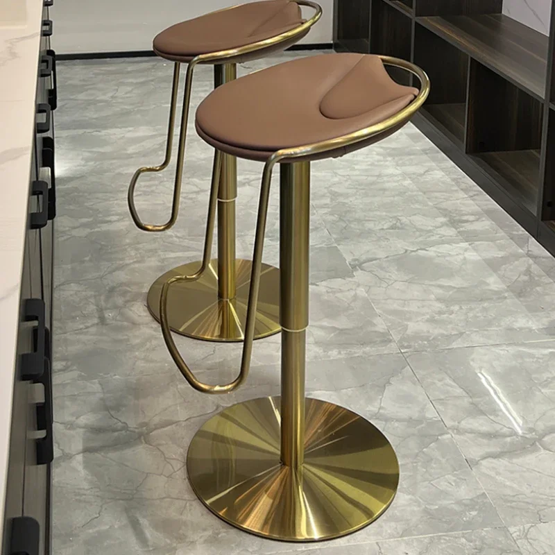 

Accent Steel Bar Chairs Modern Metal Gold Adjustable Swivel Chair Minimalistic Design Comfortable Sillas Para Barra Furniture
