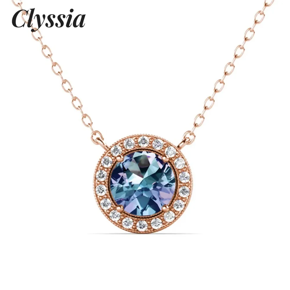 

CLYSSIA, серебро 925, новые винтажные женские ювелирные изделия, роскошные лабораторные выращенные александритовые драгоценные камни, круглый кулон, ожерелье, ювелирные изделия