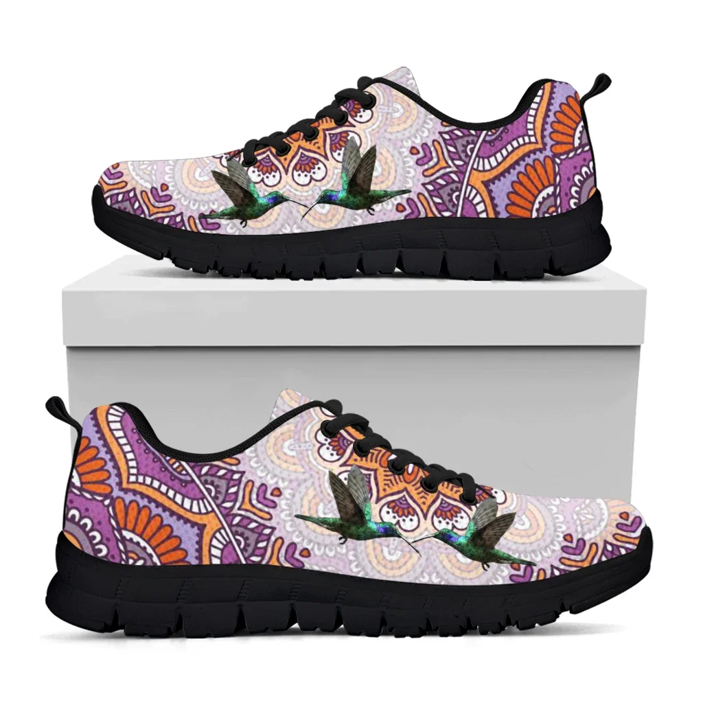 Boho Hummingbird Design Luxury Brand Fashion Sneakers Comfortable Lace-up Outdoor Shoes Animal Print Zapatos Planos