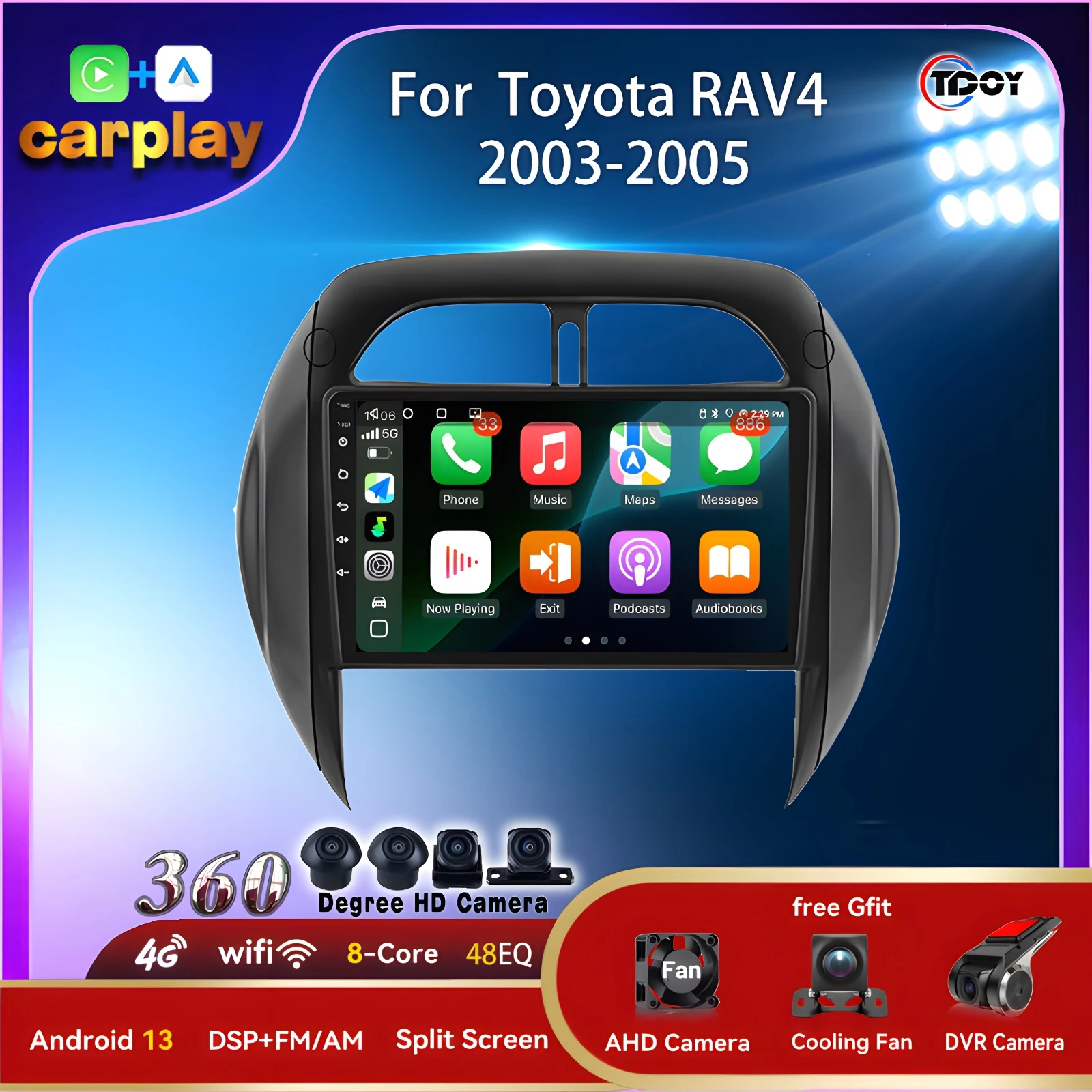 

2Din Android 15 автомобильные интеллектуальные системы для Toyota RAV4 2003-2005 GPS мультимедийный плеер беспроводной Carplay Android авто радио
