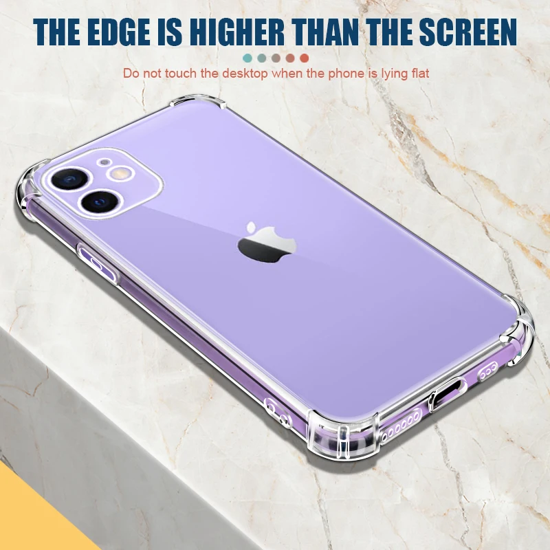 Transparent Shockproof Clear Case For iPhone 11 12 13 14 15 Pro Max mini Soft Silicone Shell X XR XS 8 7 Plus SE 2020 Back Cover