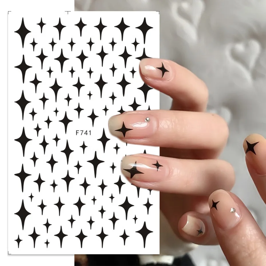 

1PCS 3D simple star love pattern nail sticker portable self-adhesive quick-drying nail supplies daily versatile simple stickers