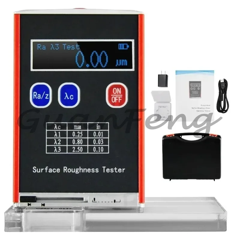 Portable Surface Roughness Tester, High Accuracy 0.01μm Profilometer, 4 Parameters Ra/Rq/Rz/Rt Profile Gauge
