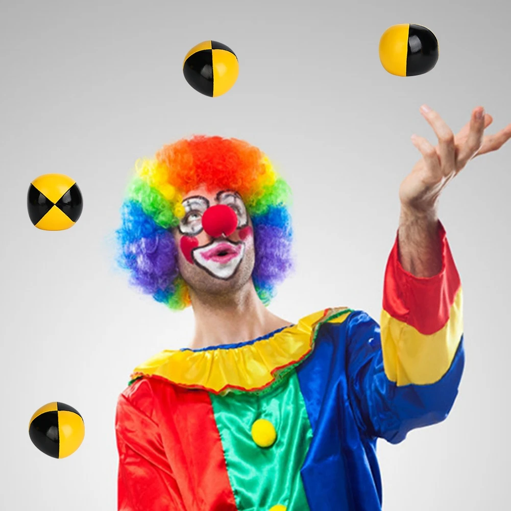 Juggling Ball for Beginner Yellow Black PU Thud Juggling Balls Clown Playing Juggle Ball Set for Beginner