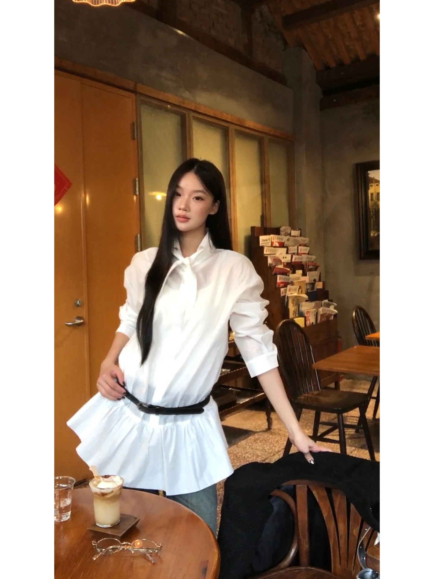 Csa blanca e para mujer, diseño de moda de principios de otoño, sensación única,  csa superior, mezcla de al...