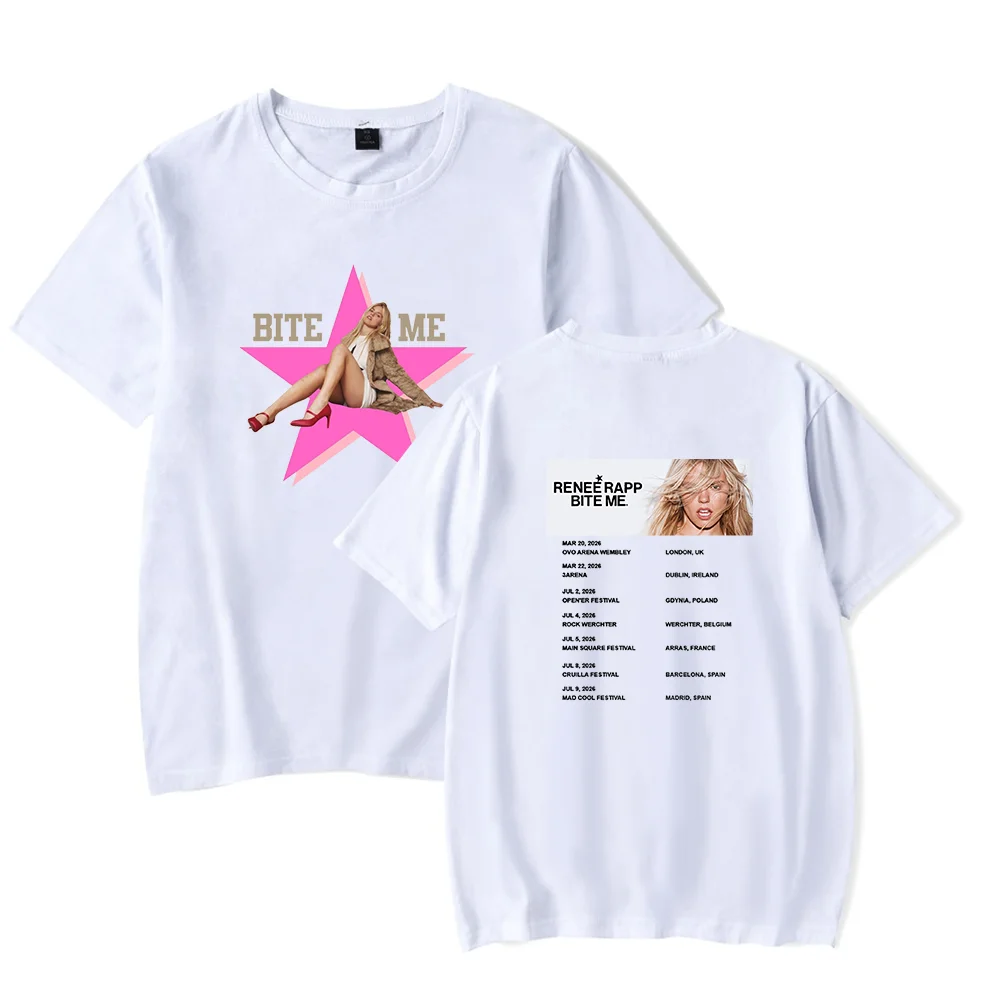 Reneé Rapp BITE ME TOUR Merch Tshirt 2026 tour Merch Cool Print Tops for Men and Women Streetwear