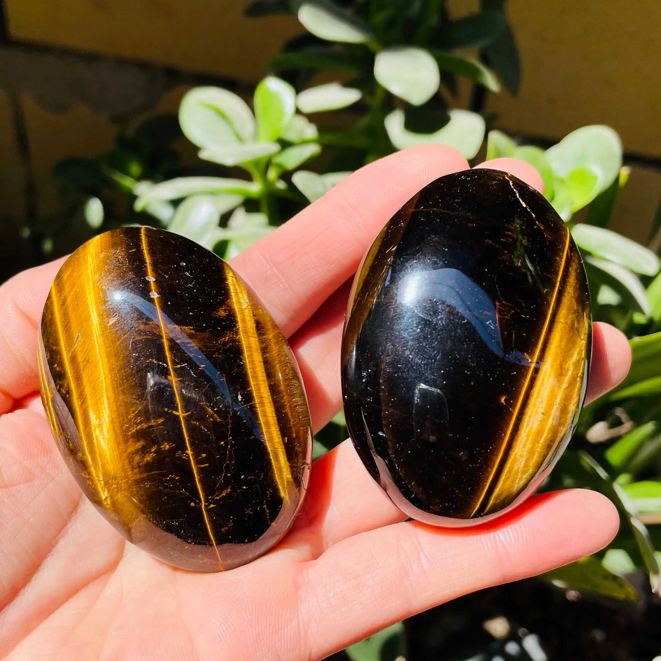 6-7cm High quality! Natural Gemstone Yellow Tiger Eye Crystal Plam Stone Chakra For Energy