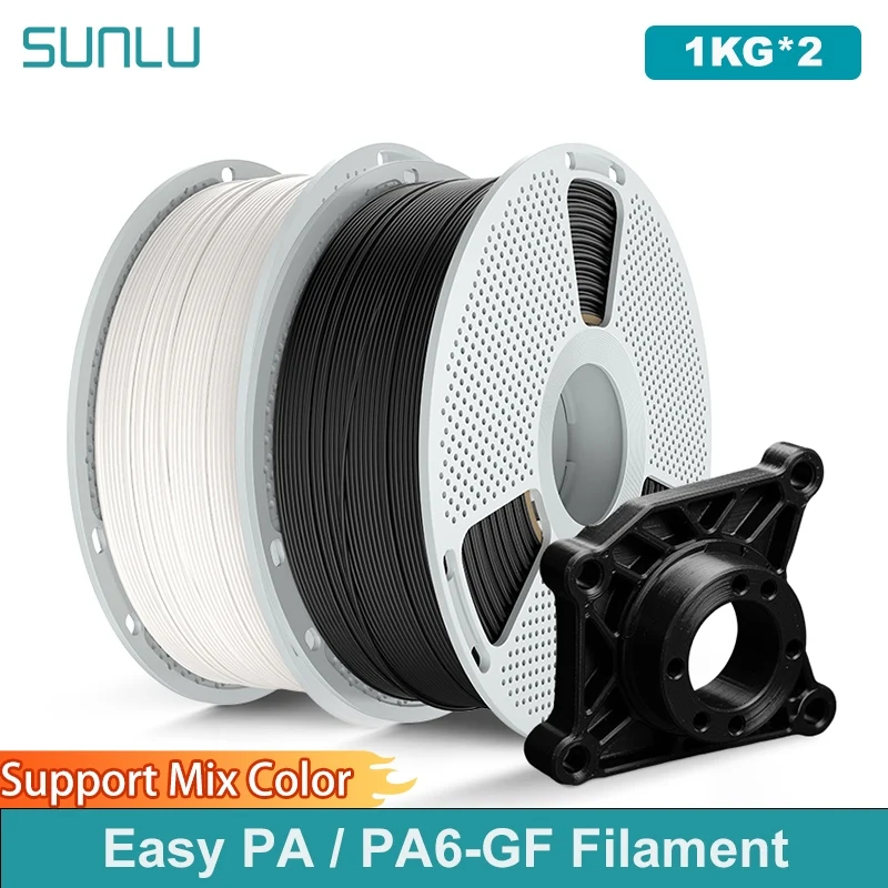 SUNLU 2KG Easy-to-Print Nylon /PA6-GF Filament Heat-Resistant 3D Printer Filament No-Cracking No-Warping 3D Filament
